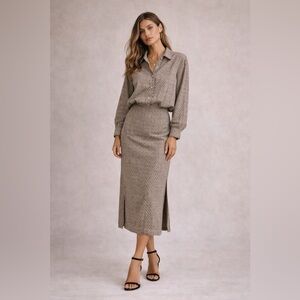 Flax 2 piece skirt set 100% linen lagenlook M